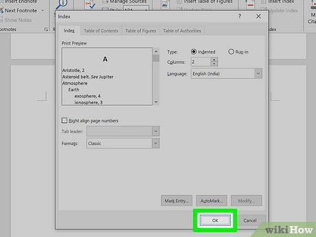 Image titled Create an Index in Word Step 19