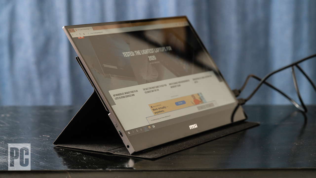 MSI Optix MAG161V Angle View on Stand