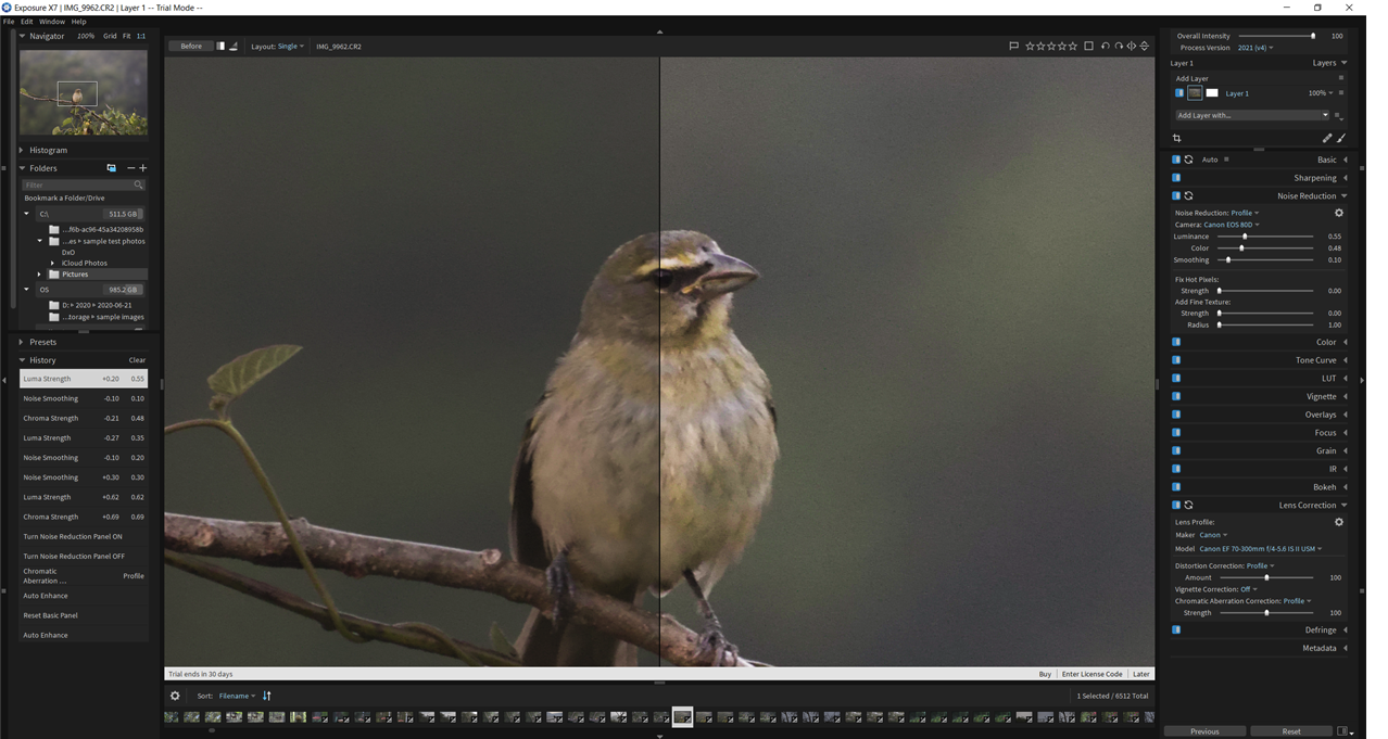 Exposure X7 interface