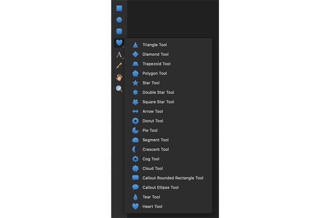 Affinity’s impressive number of shapes make constructing foundation shapes fun.