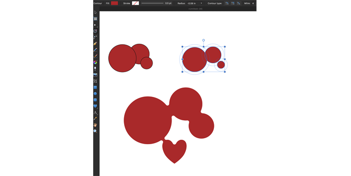 Constructing meatball-like graphics using the Contour Tool.