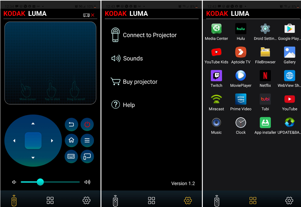 Luma app for giving commands from your phone