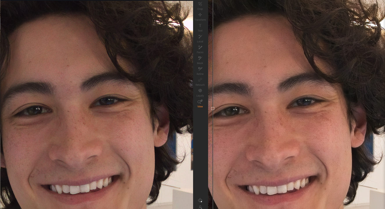 The same photo shown denoised using Topaz DeNoise AI and ON1 NoNoise AI