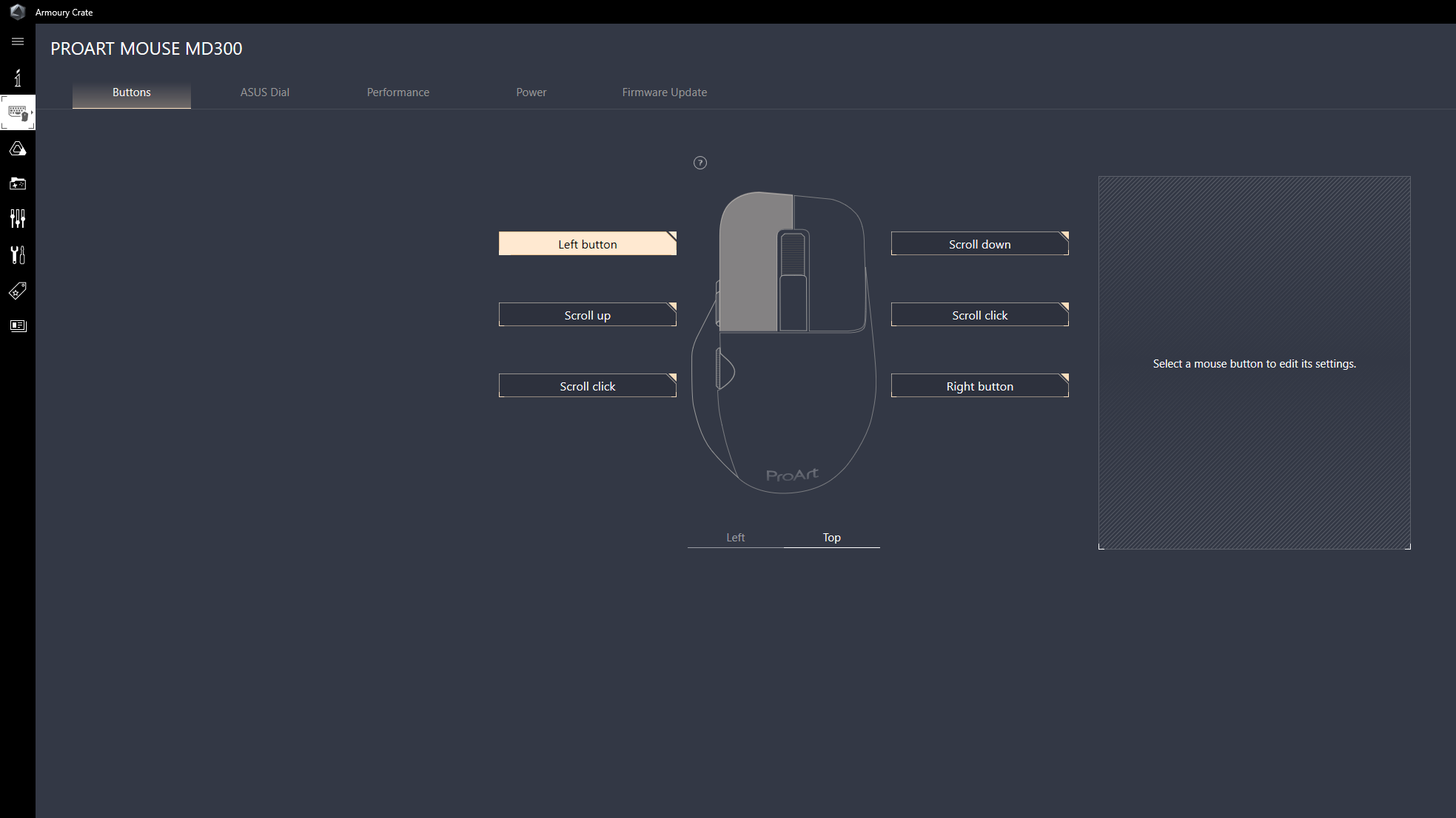 Asus Armoury Crate button settings