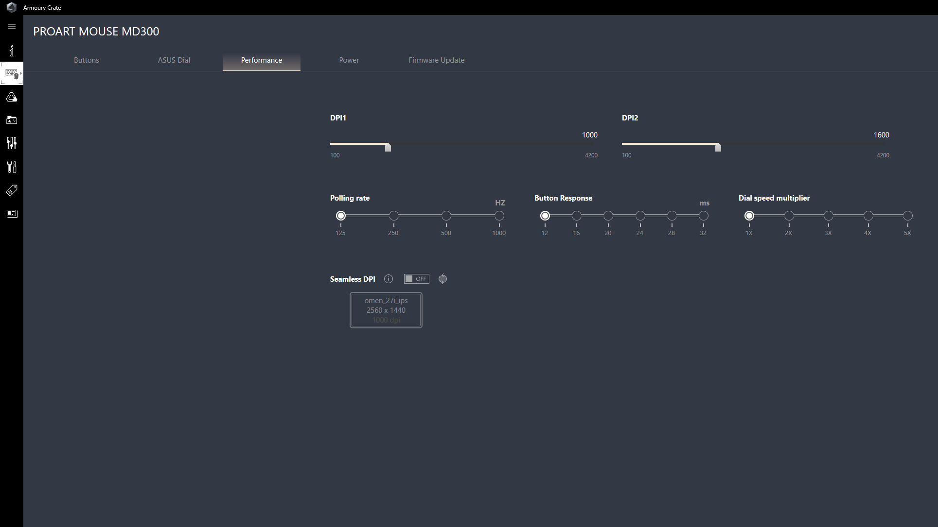 Asus Armoury Crate pointer speed settings