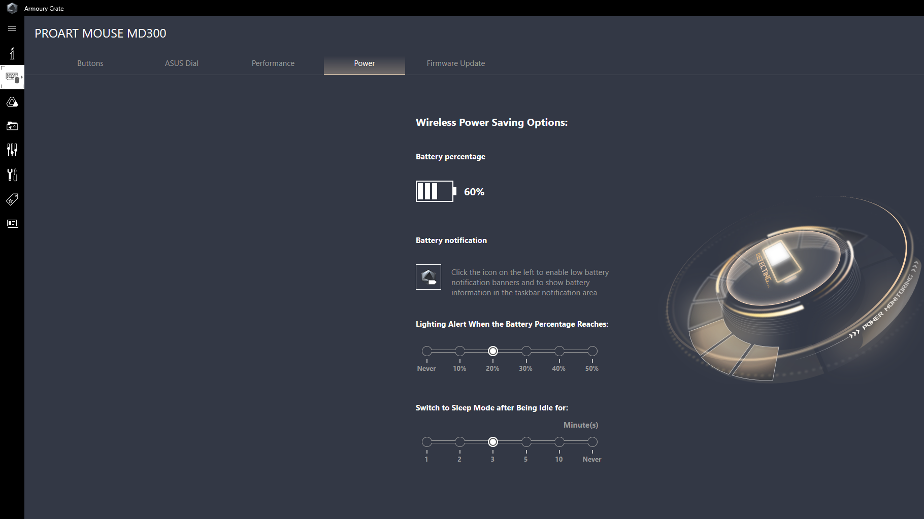 Asus Armoury Crate power settings