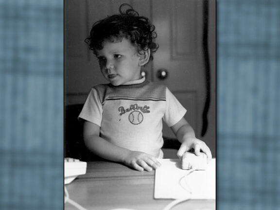 Author Using the Apple IIc in 1984