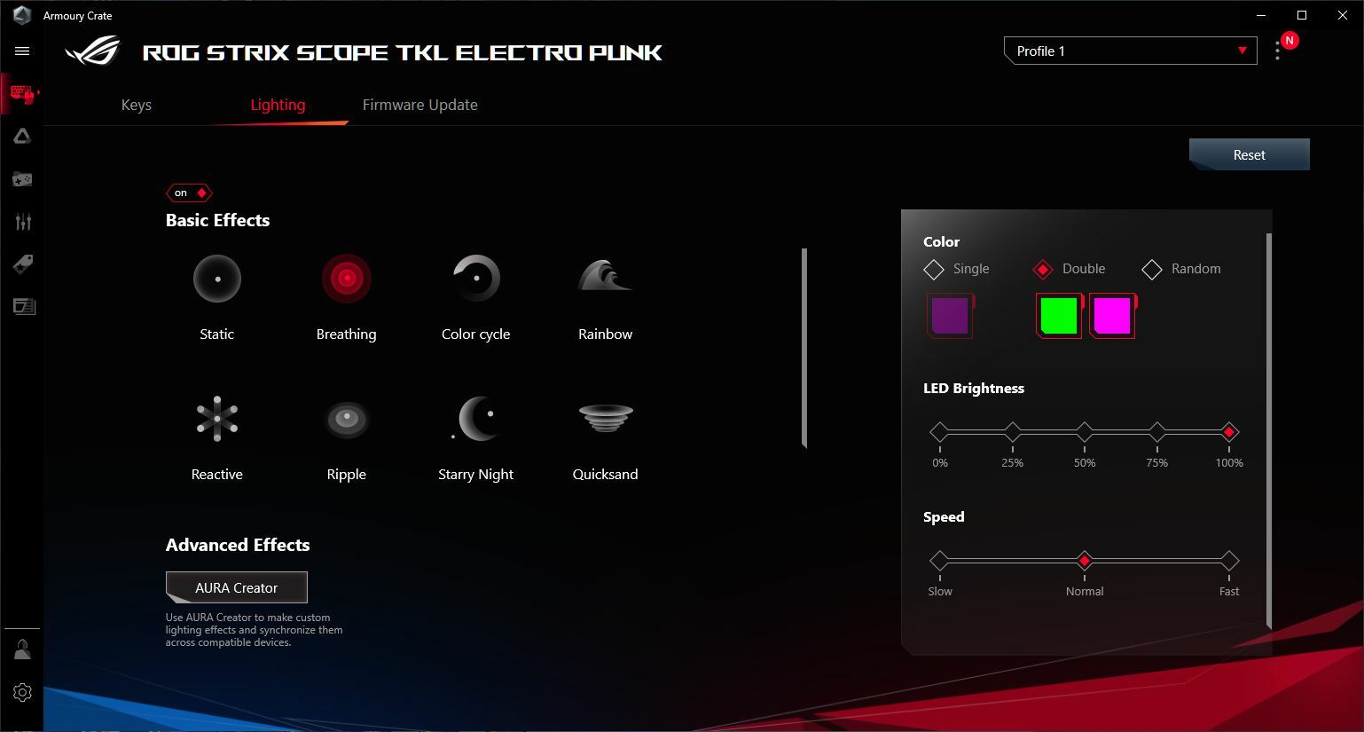Asus ROG Strix Scope TKL lighting settings