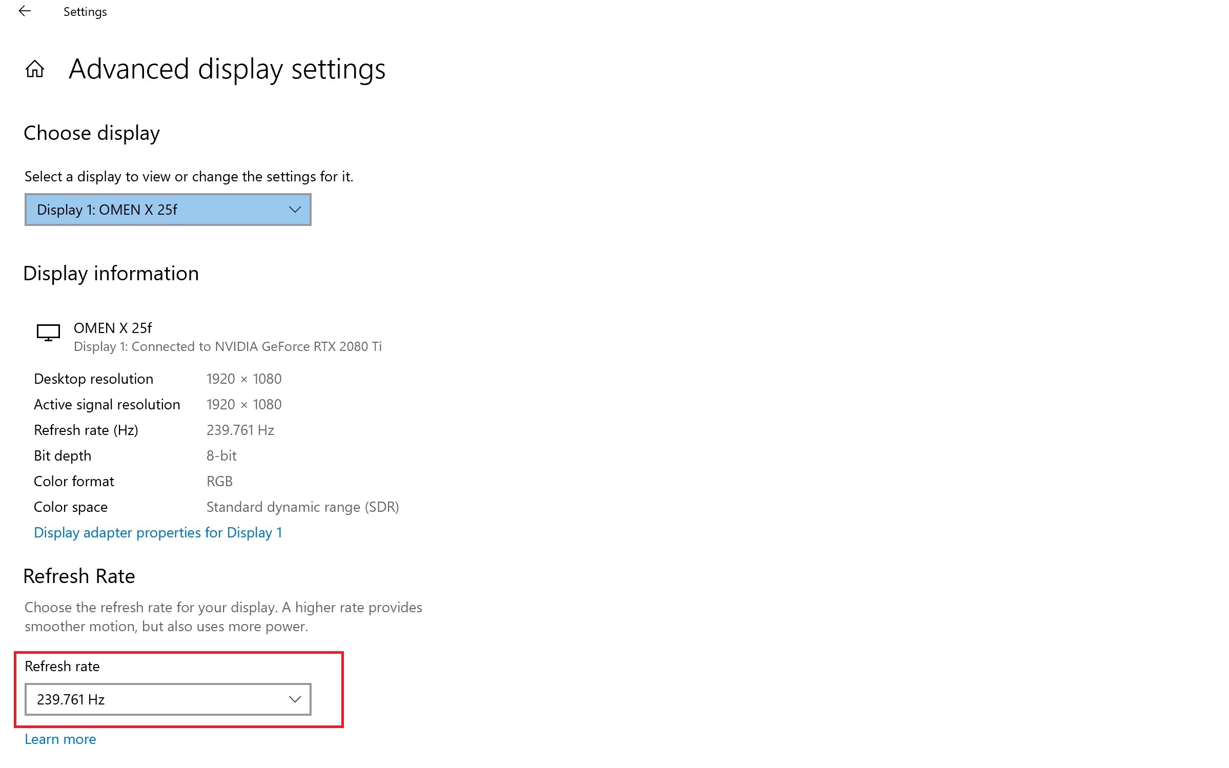 windows refresh rate