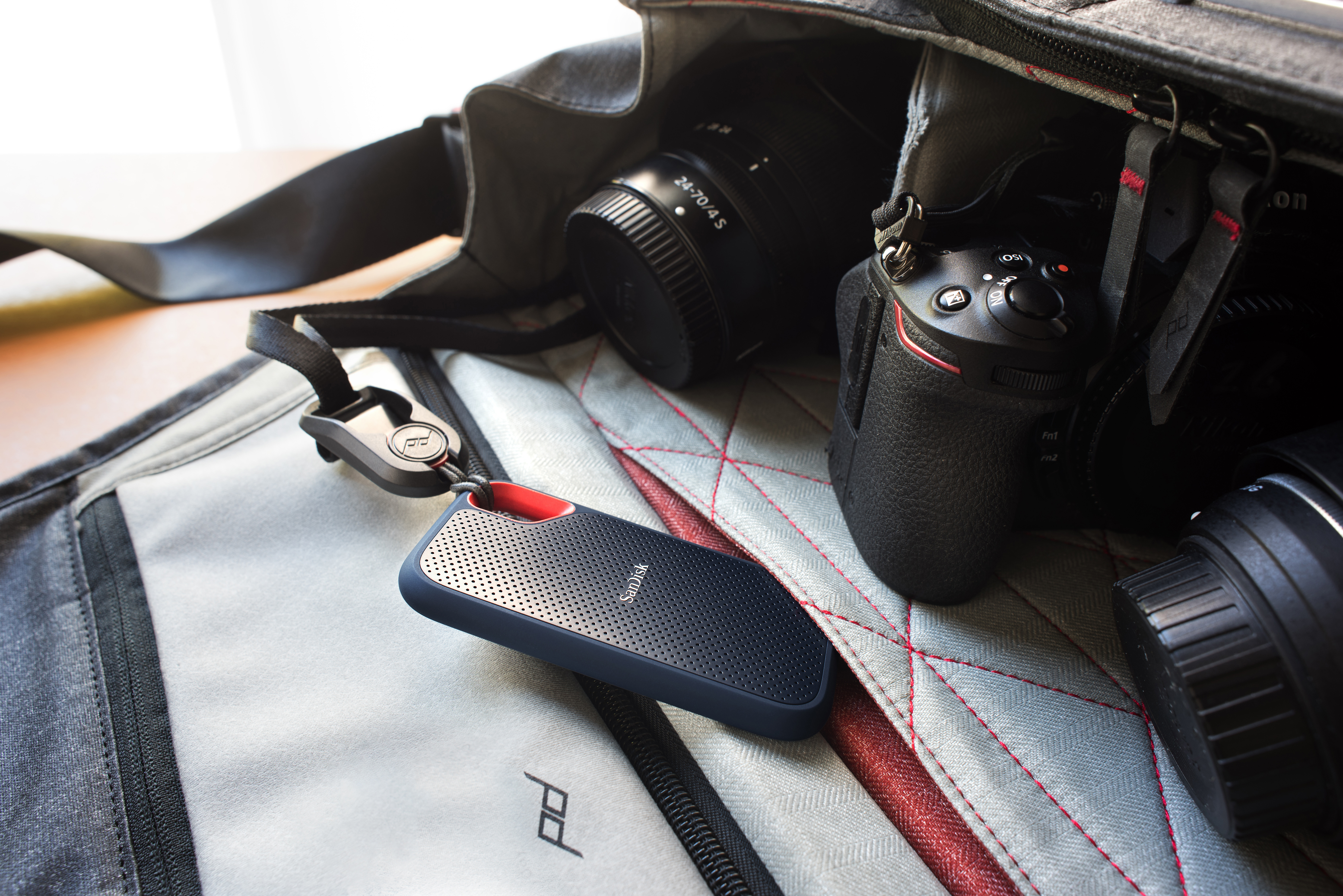 SanDisk Extreme Portable SSD V2 in briefcase
