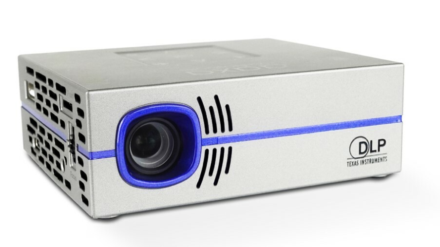 Front, left, and top of AAXA P8 projector