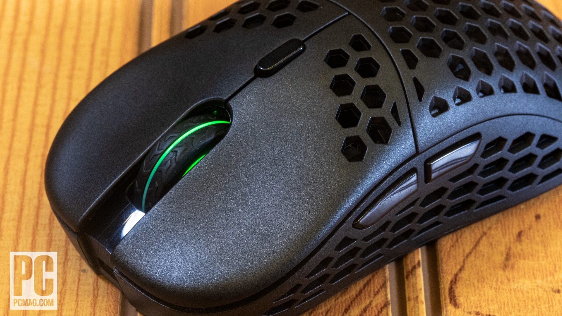 The front of the Dark Matter Hyper-K Ultralight Wireless Gaming Mouse