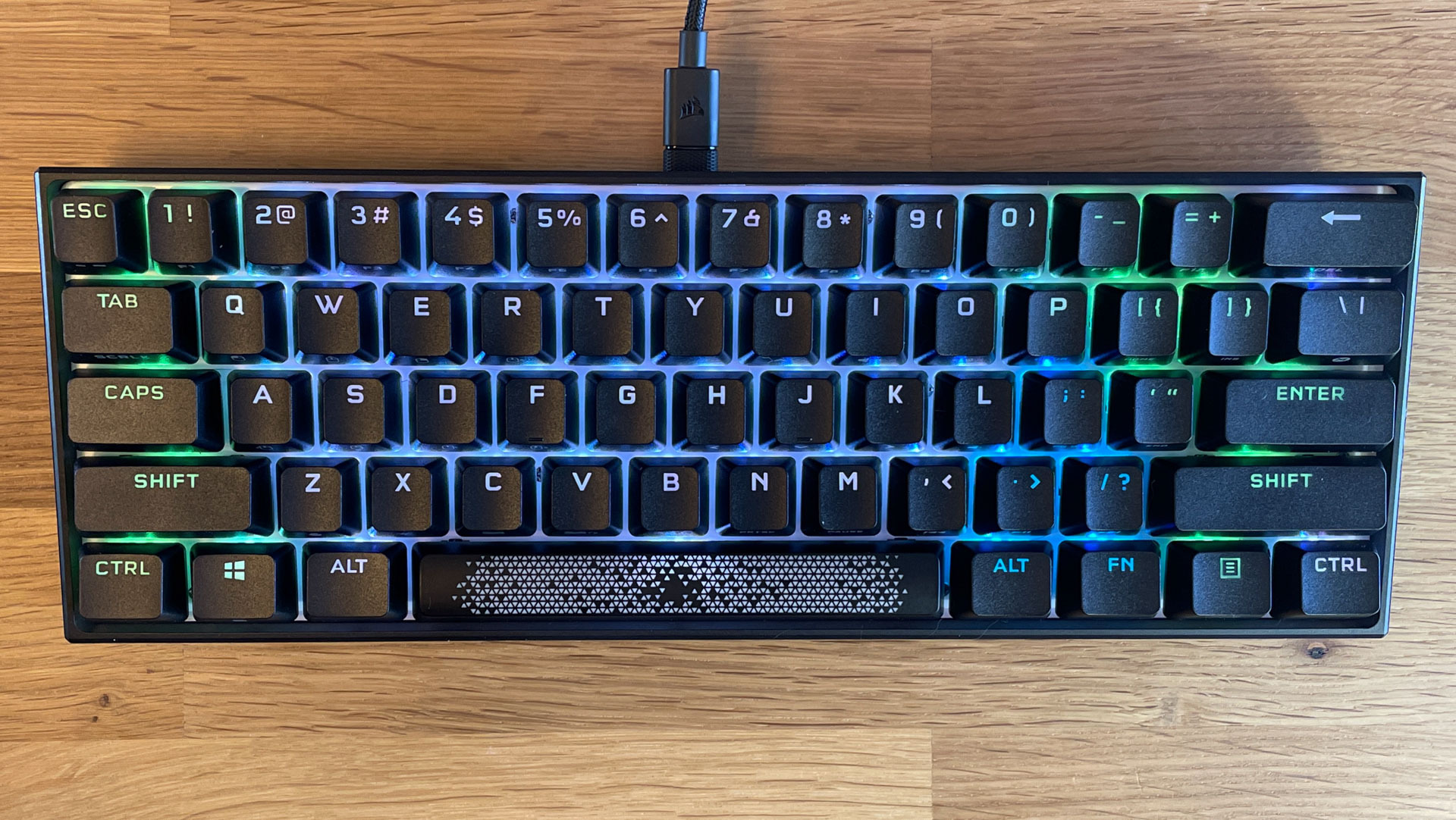 Corsair K65 RGB Mini lit up