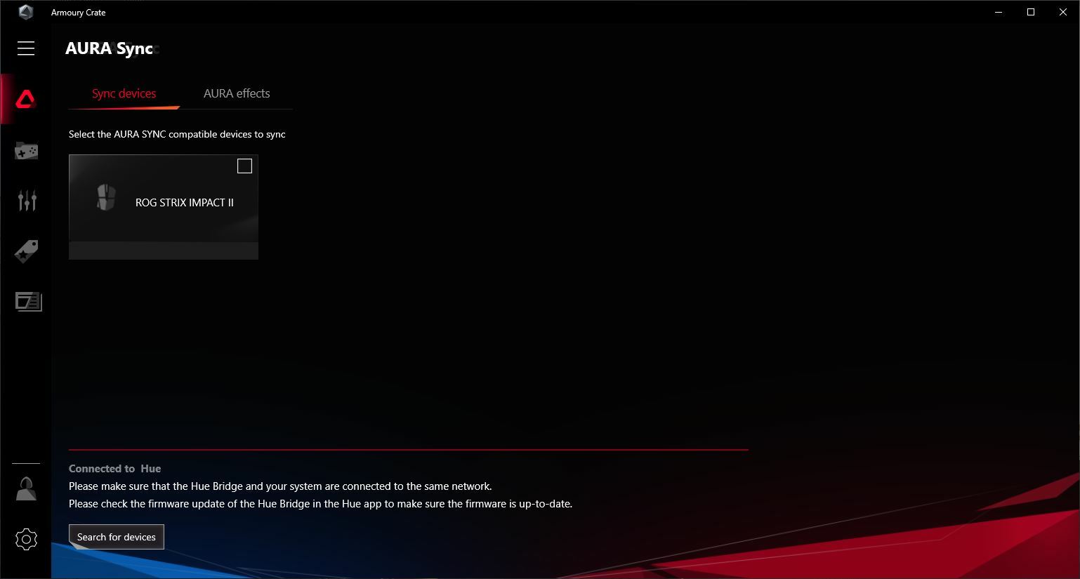 Asus ROG Strix Impact II Gaming Mouse sync device settings