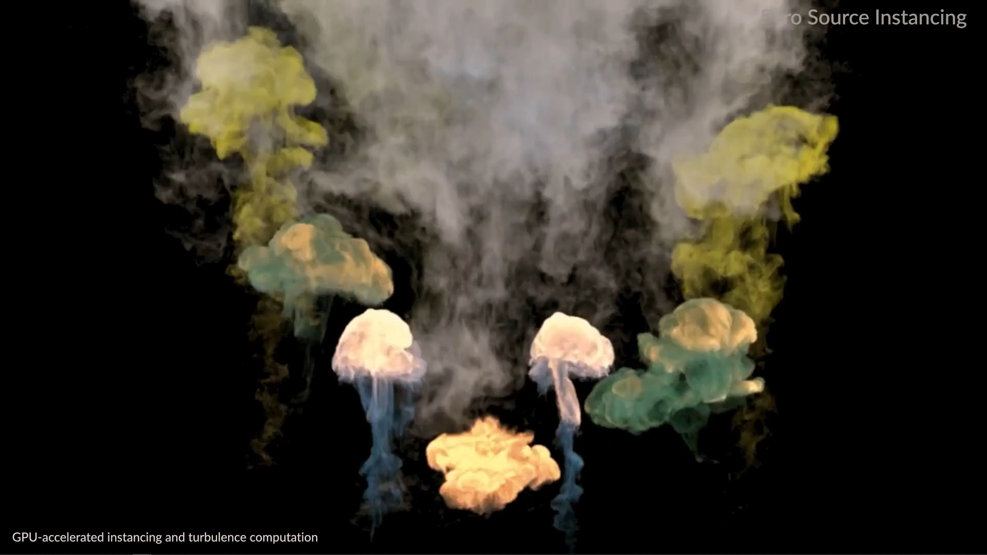 Smoke and particle effects created using Houdini