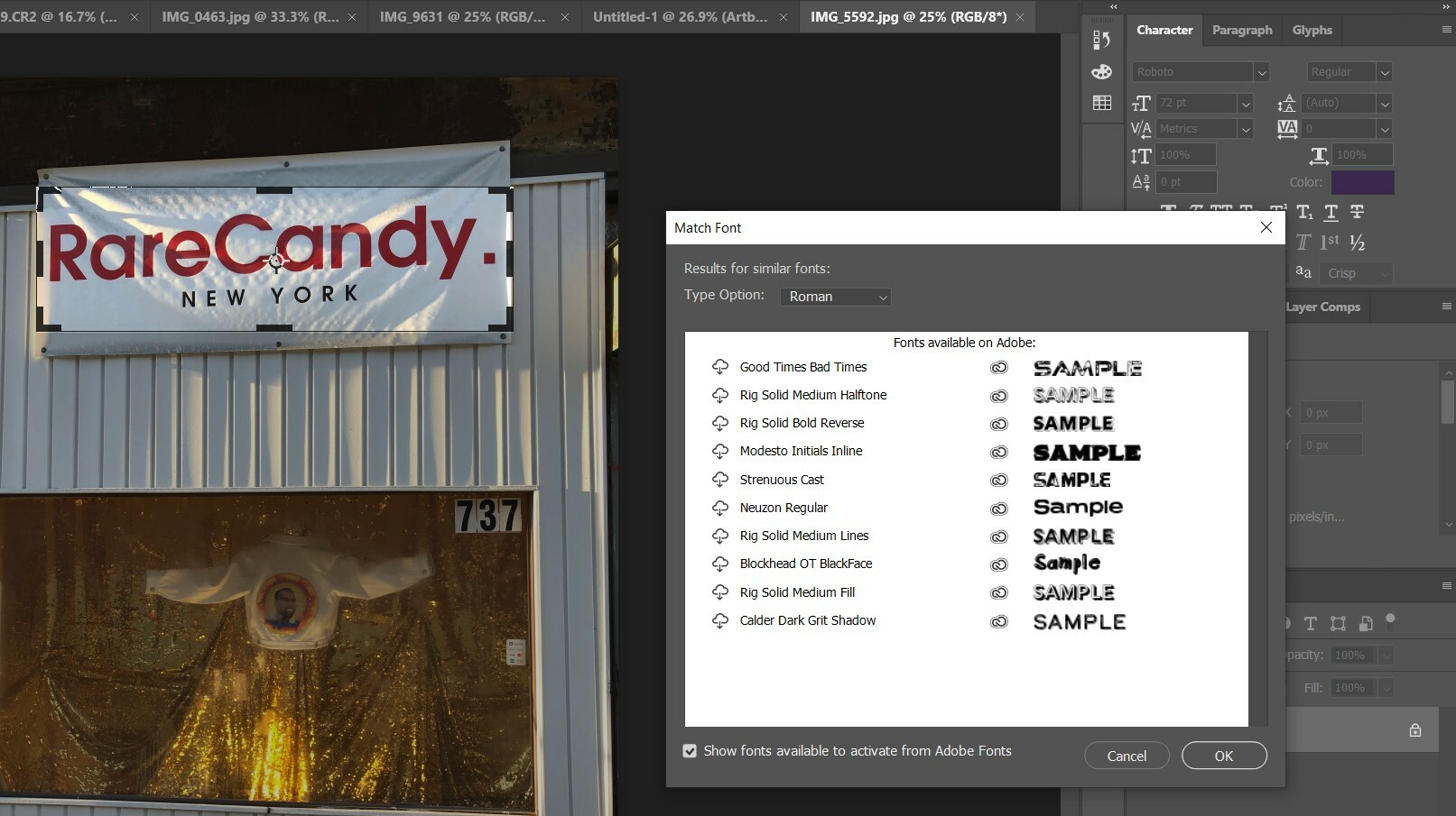 Finding typefaces from photos in Adobe Photoshop