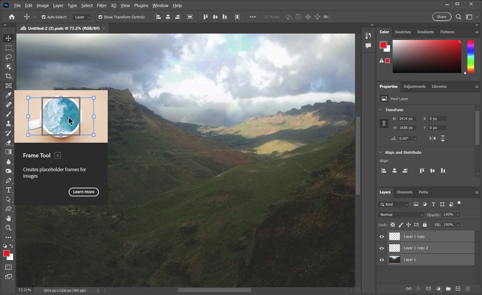 Photoshop interface