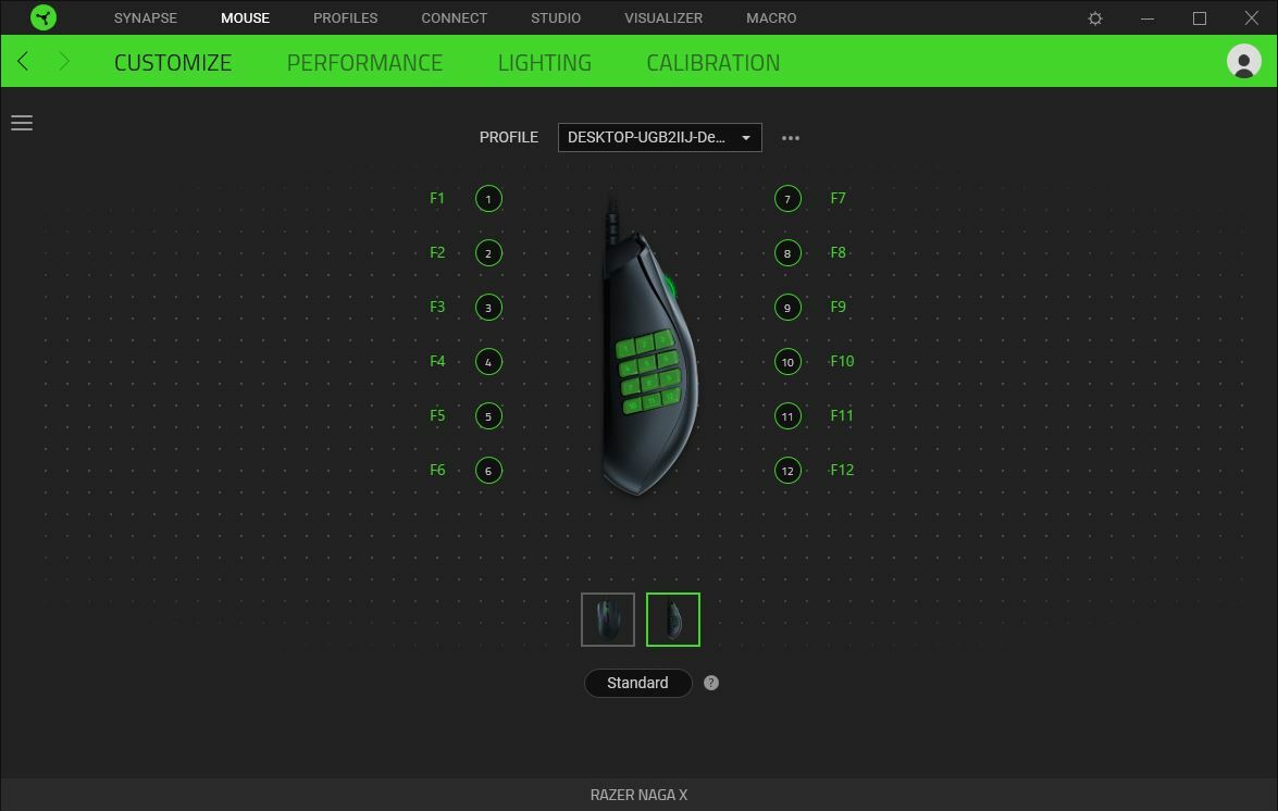 Razer Naga X Gaming Mouse button profile