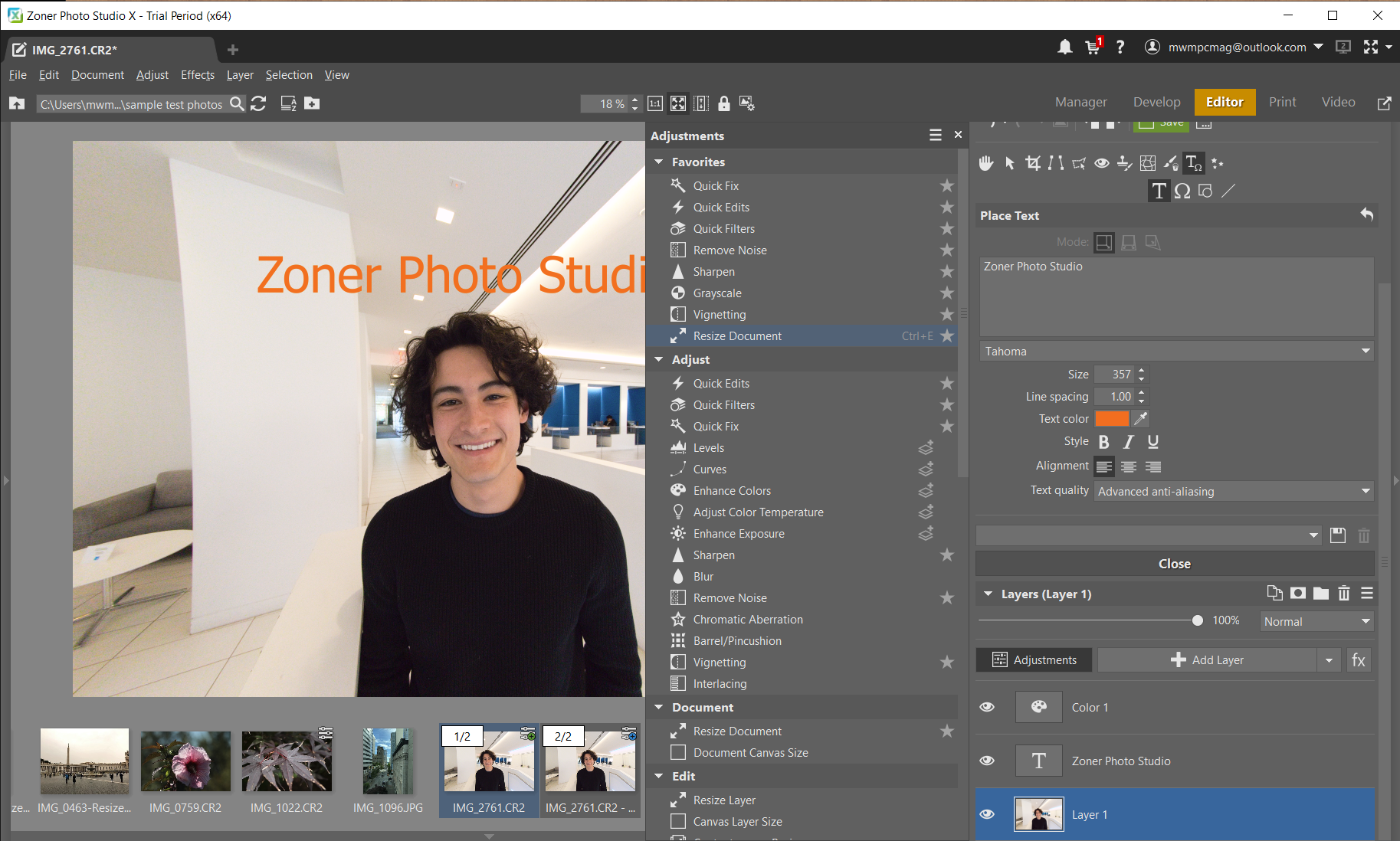 Layers in Zoner Photo Studio