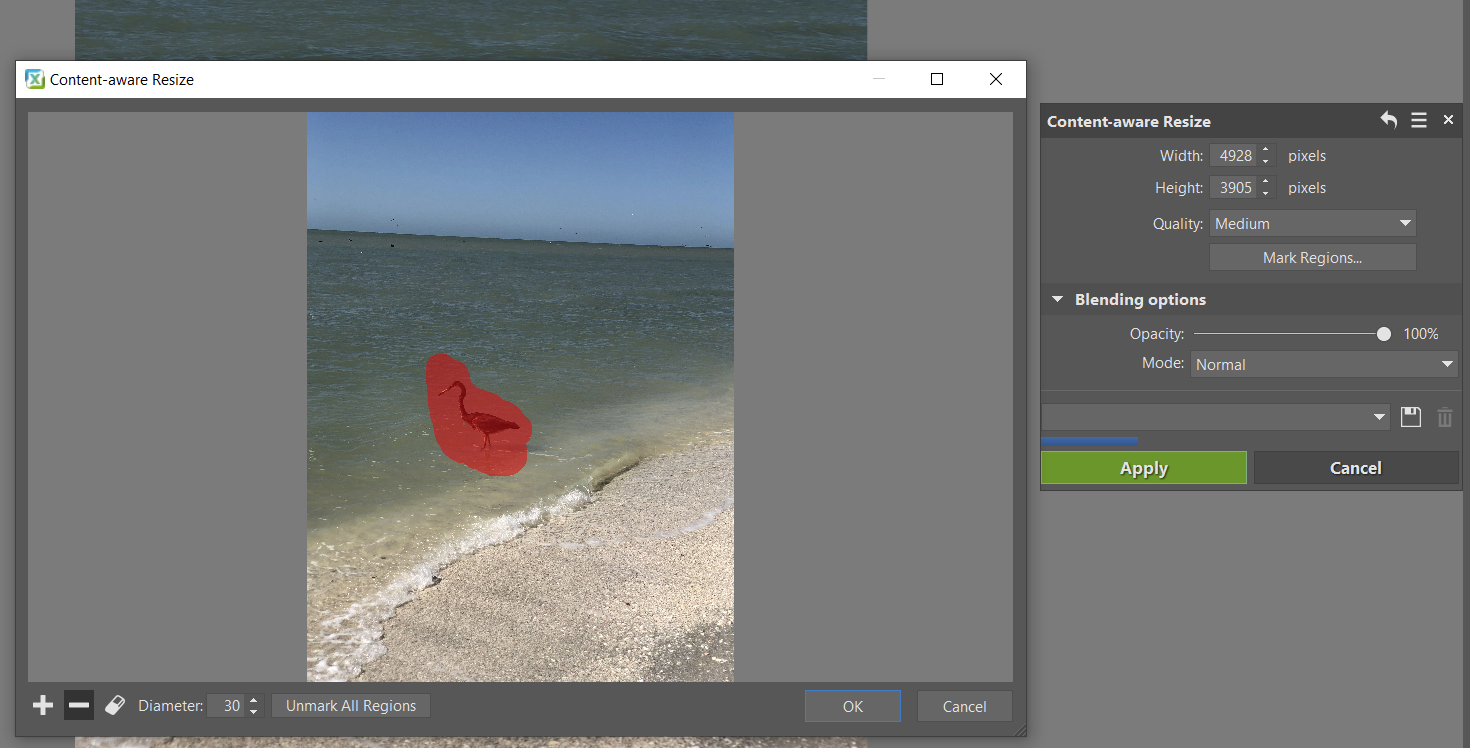 Content Aware Resize in Zoner
