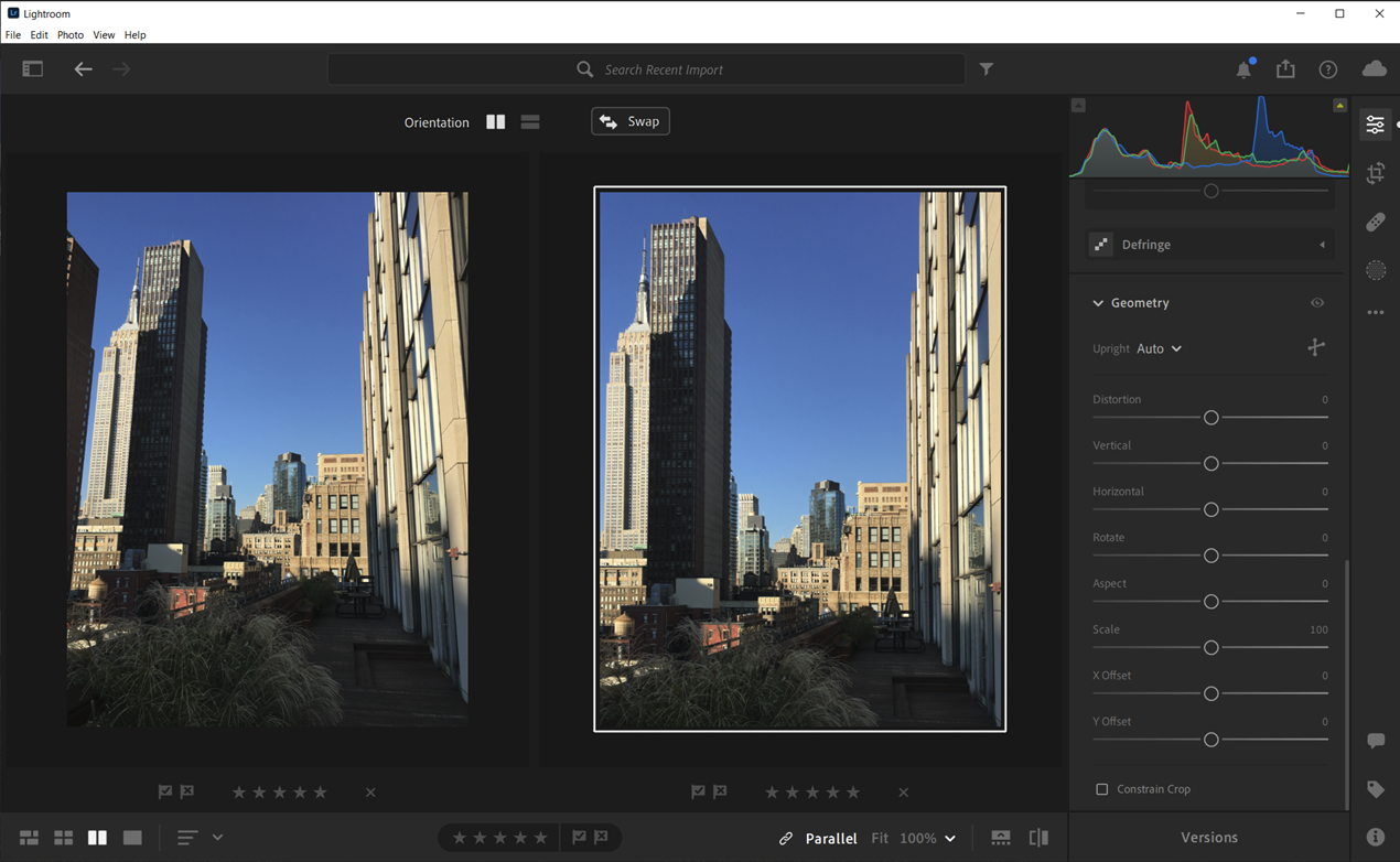 Lightroom Upright correction