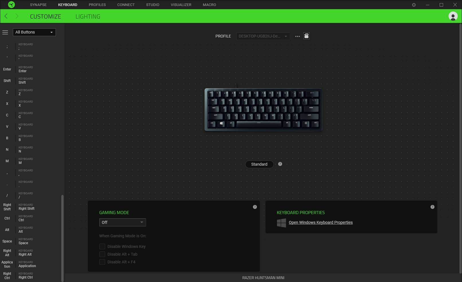 Razer Huntsman Mini software