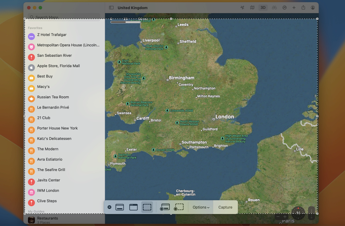 Trigger macOS screenshot tool