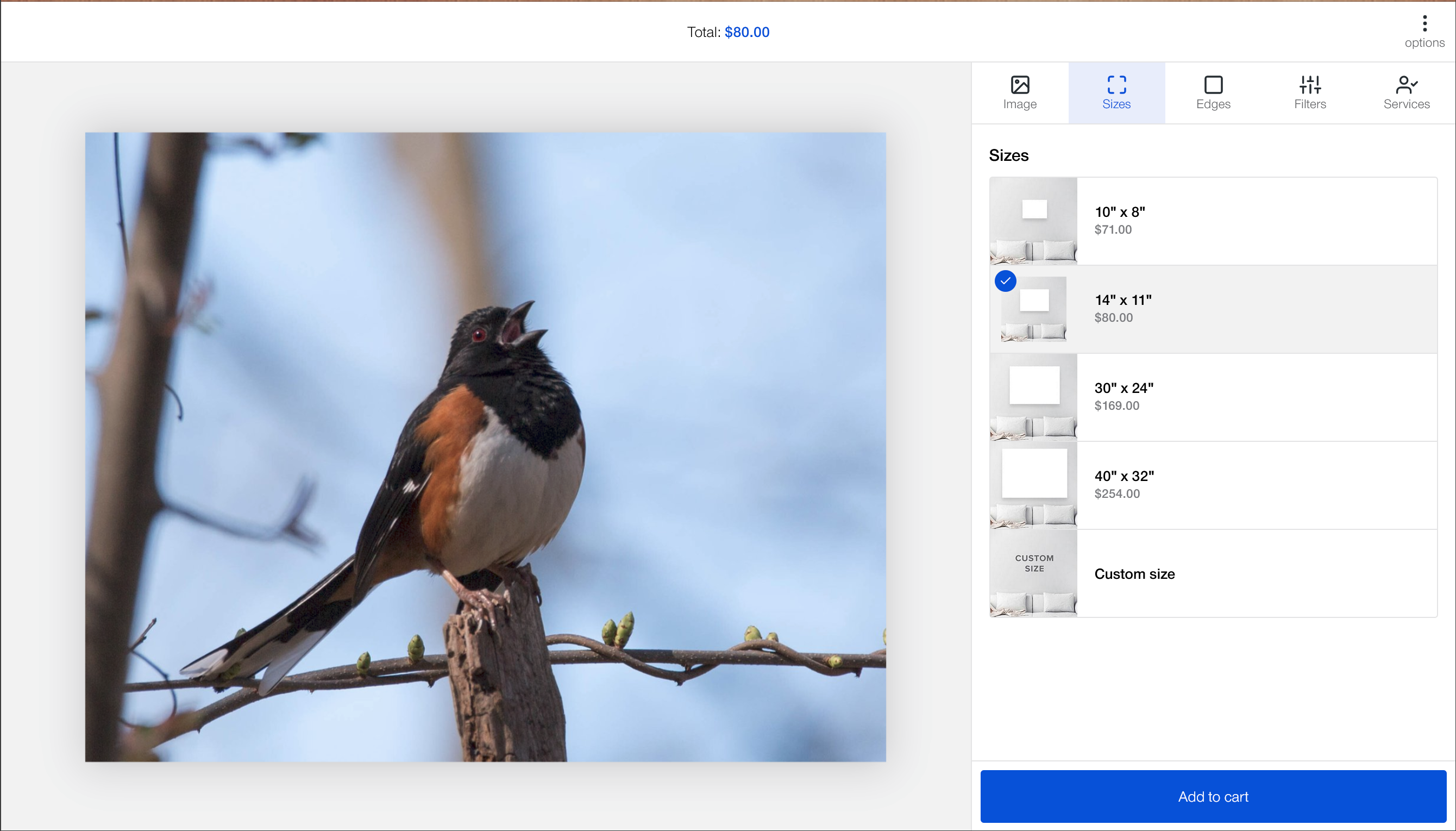 Select and size image for CanvasPop