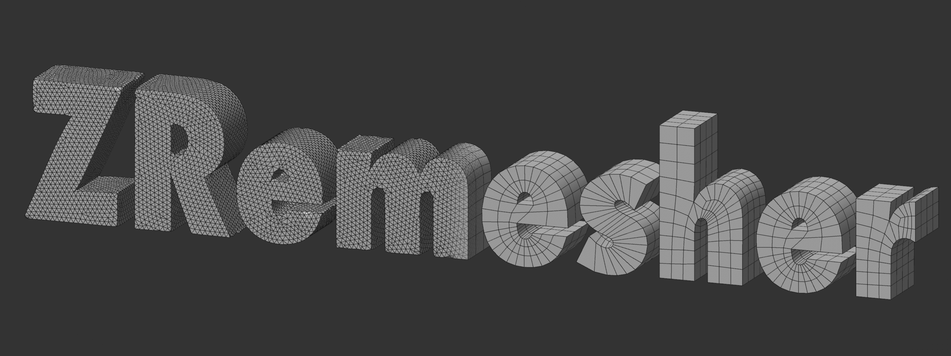 The word ZRemesher created in 3D in Cinema 4D
