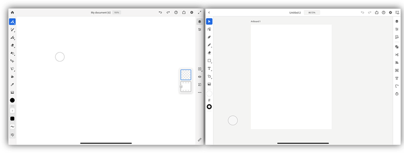 Adobe Illustrator on the iPad interface