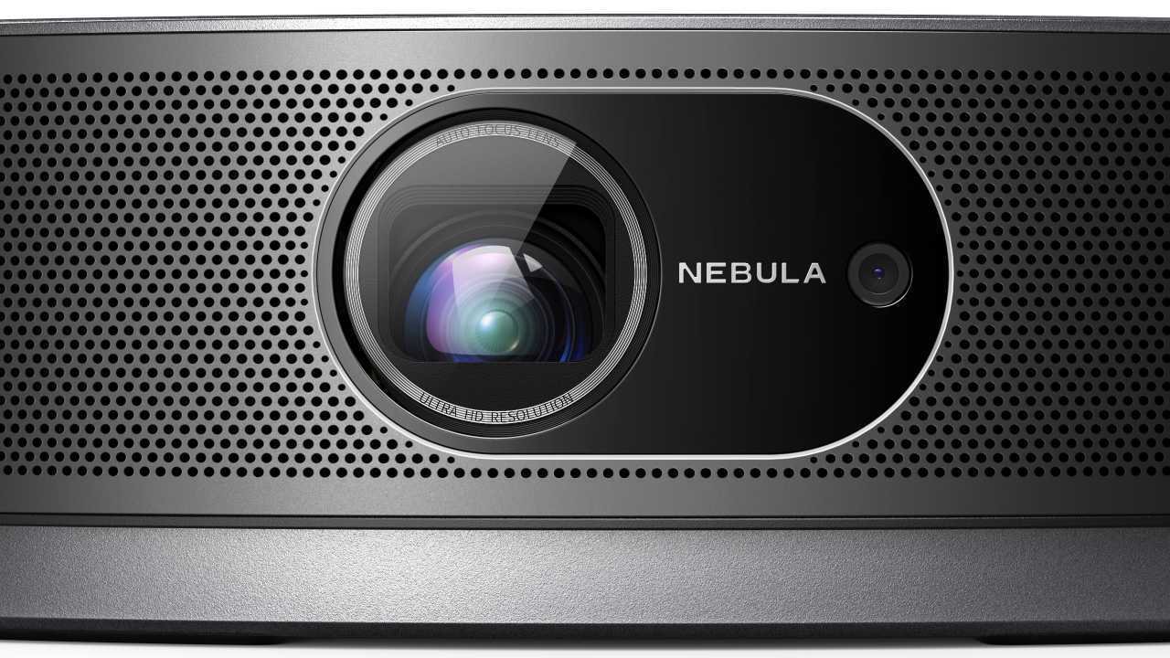 The lens of the Anker Nebula Cosmos Max D2150 projector