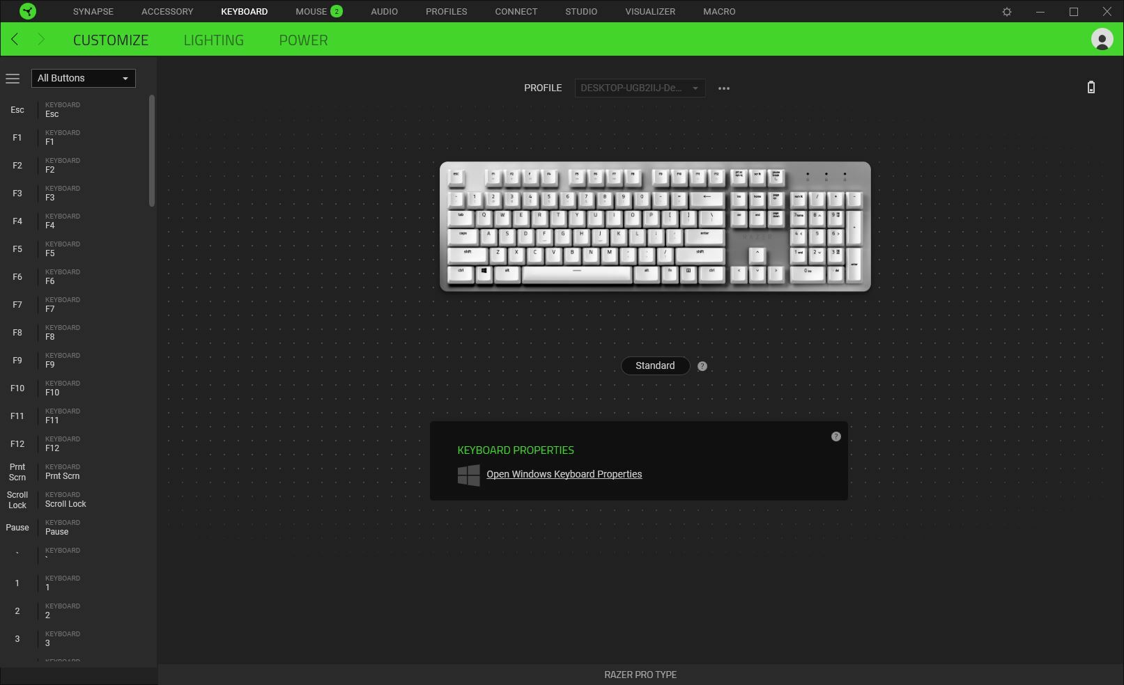 Razer Pro Type Wireless Mechanical Keyboard software