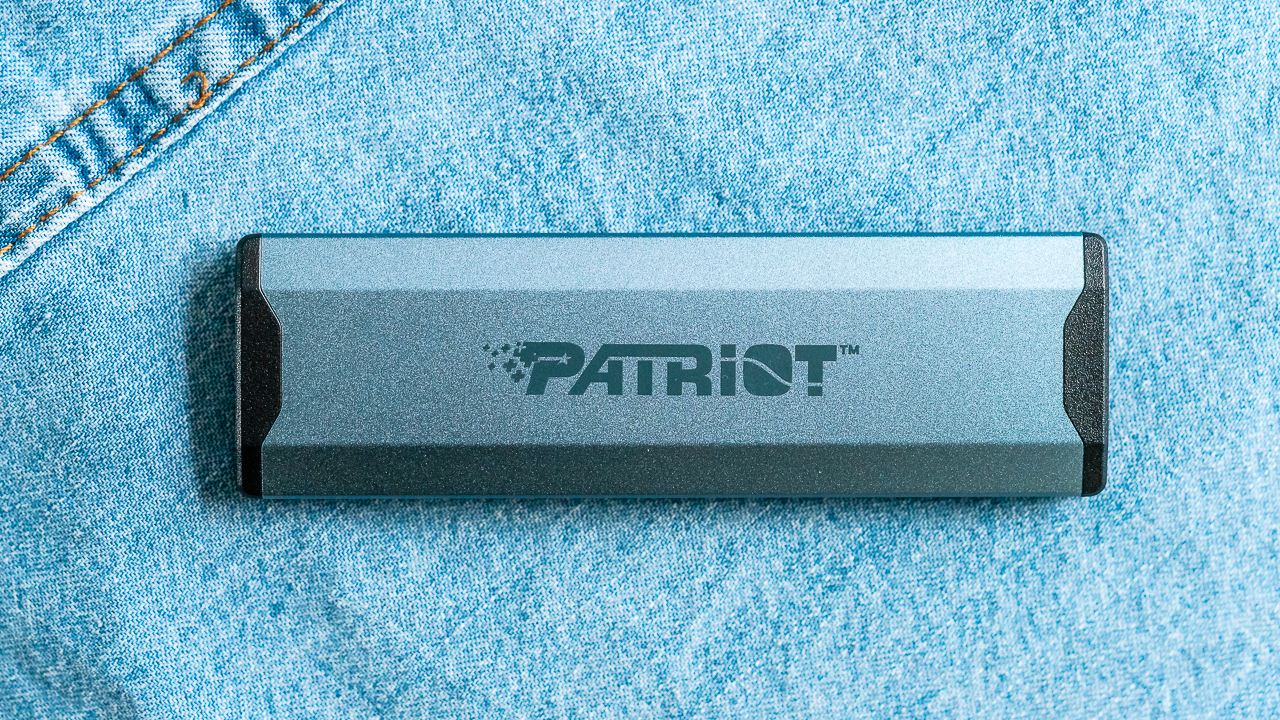 Patriot PXD Portable SSD on denim background