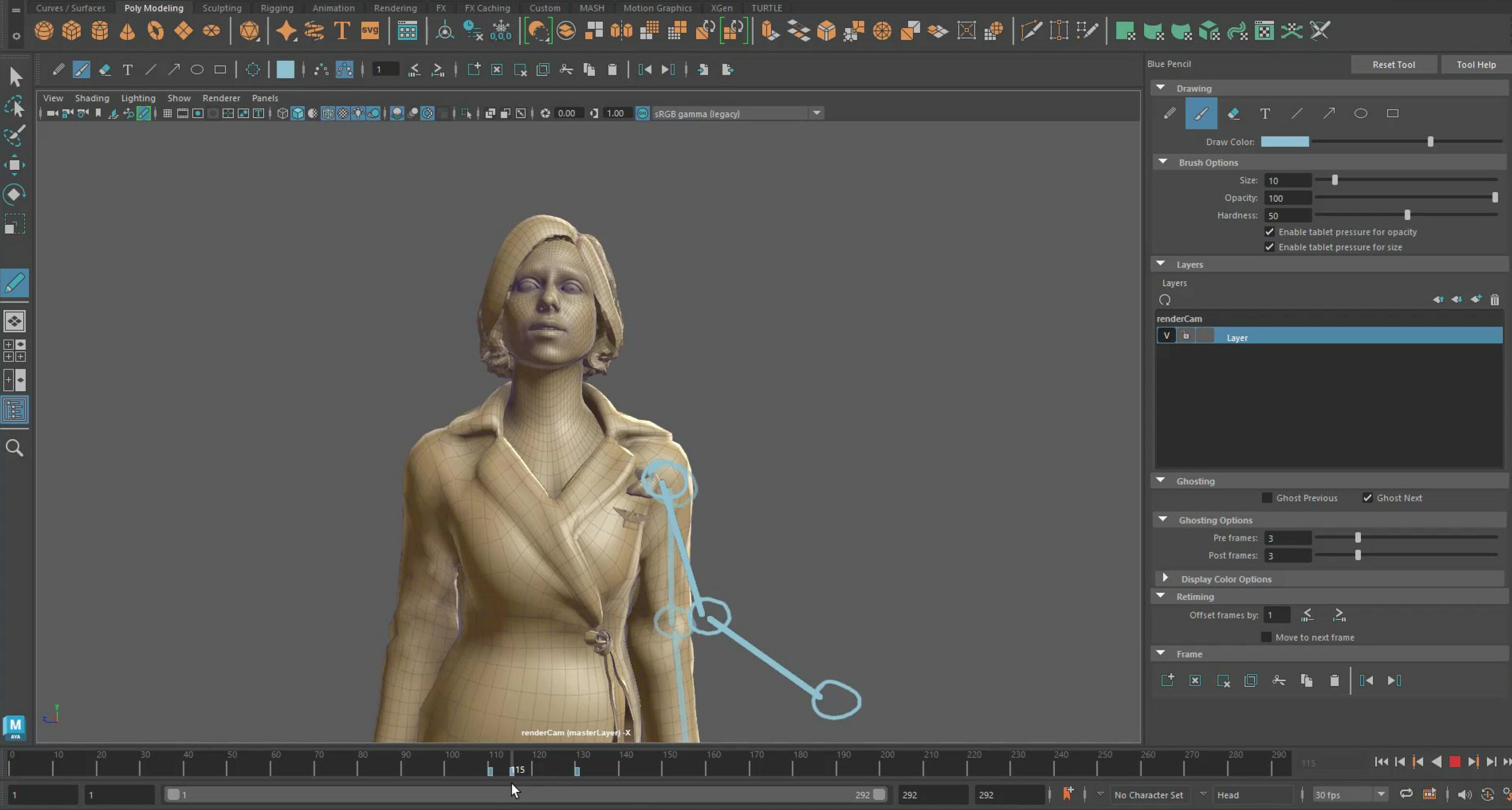 Maya's Blue Pencil tool