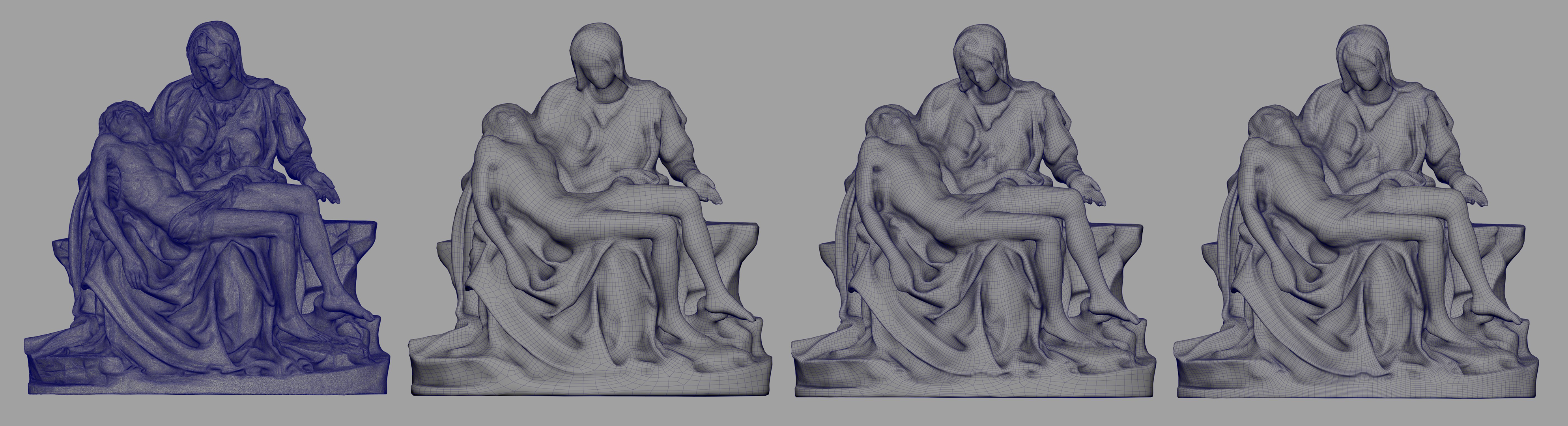 Retopology test using a scan of Michelangelo's La Pieta (public domain)