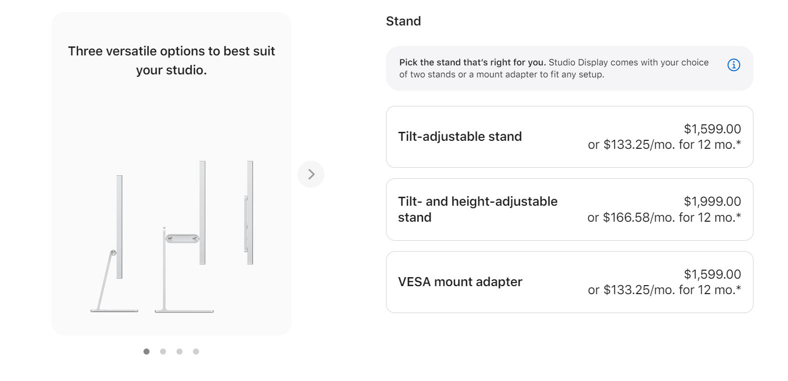 Apple Stand selection