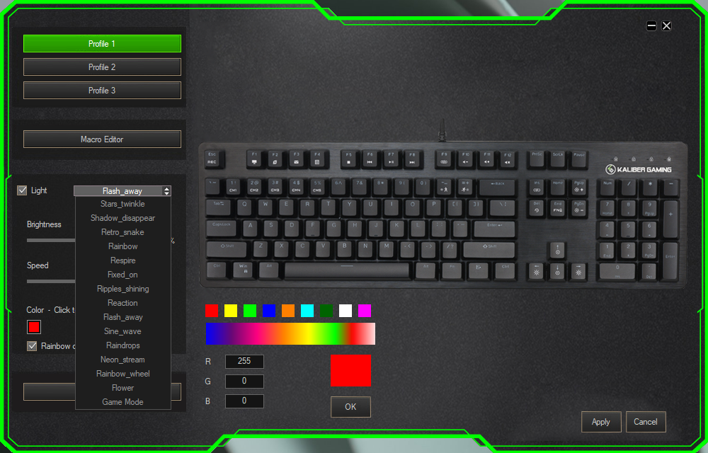 IOGear Kaliber Gaming keyboard software lighting