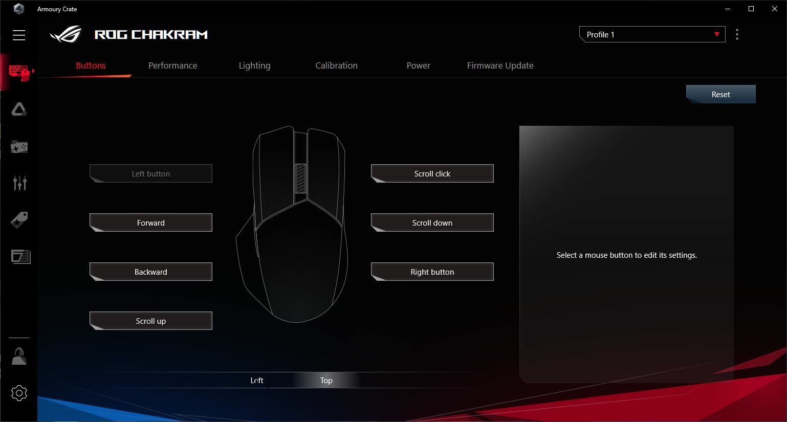 Asus ROG Chakram Wireless Gaming Mouse button settings