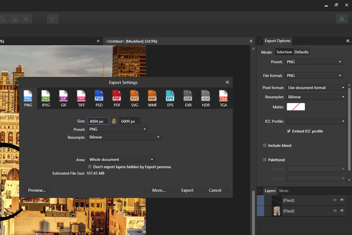 Output in Serif Affinity Photo