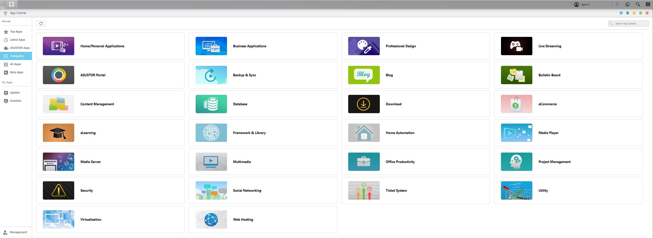 Asustor Lockerstor 2 (AS6602T) app categories