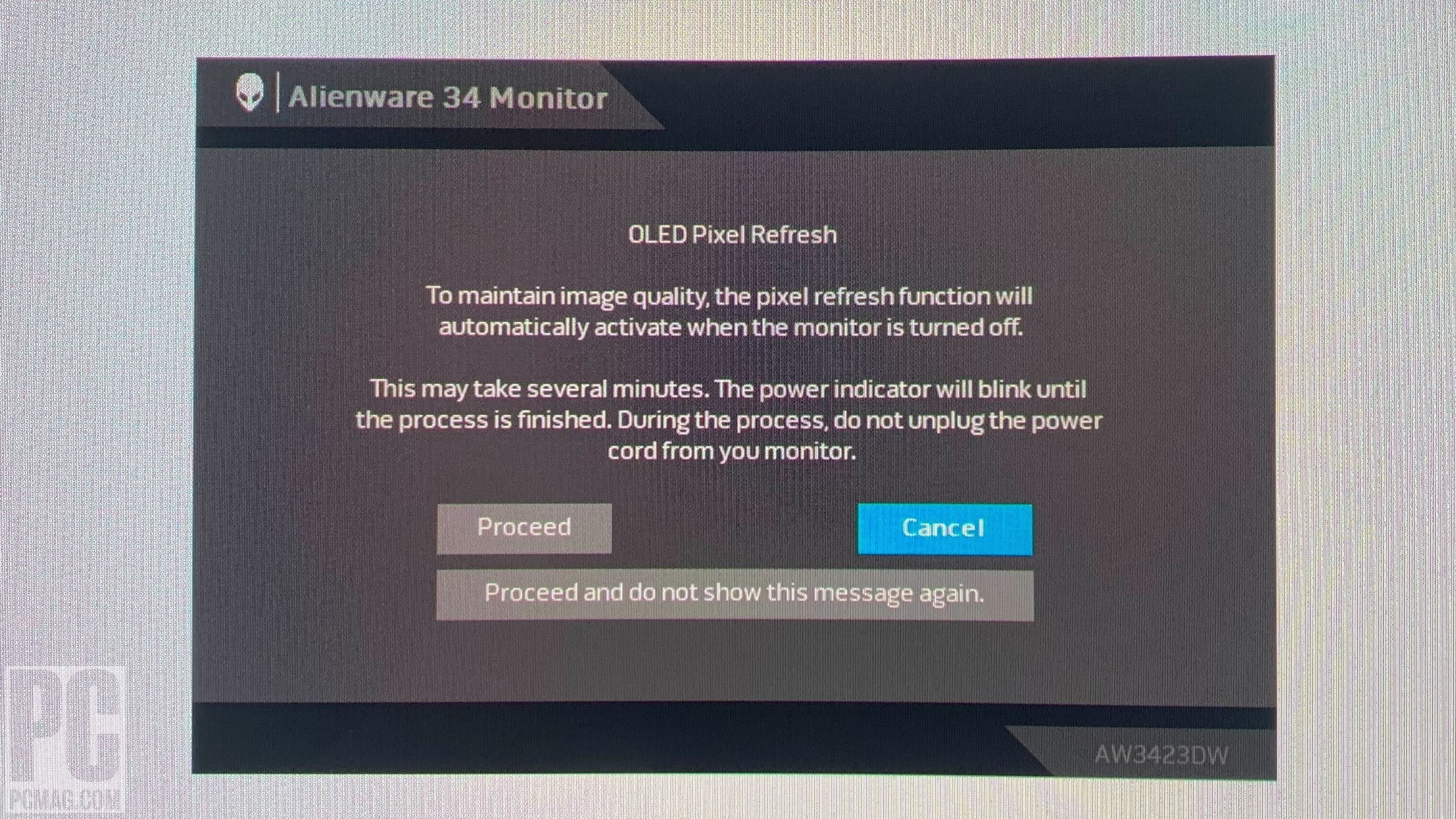 OLED pixel refresh warning