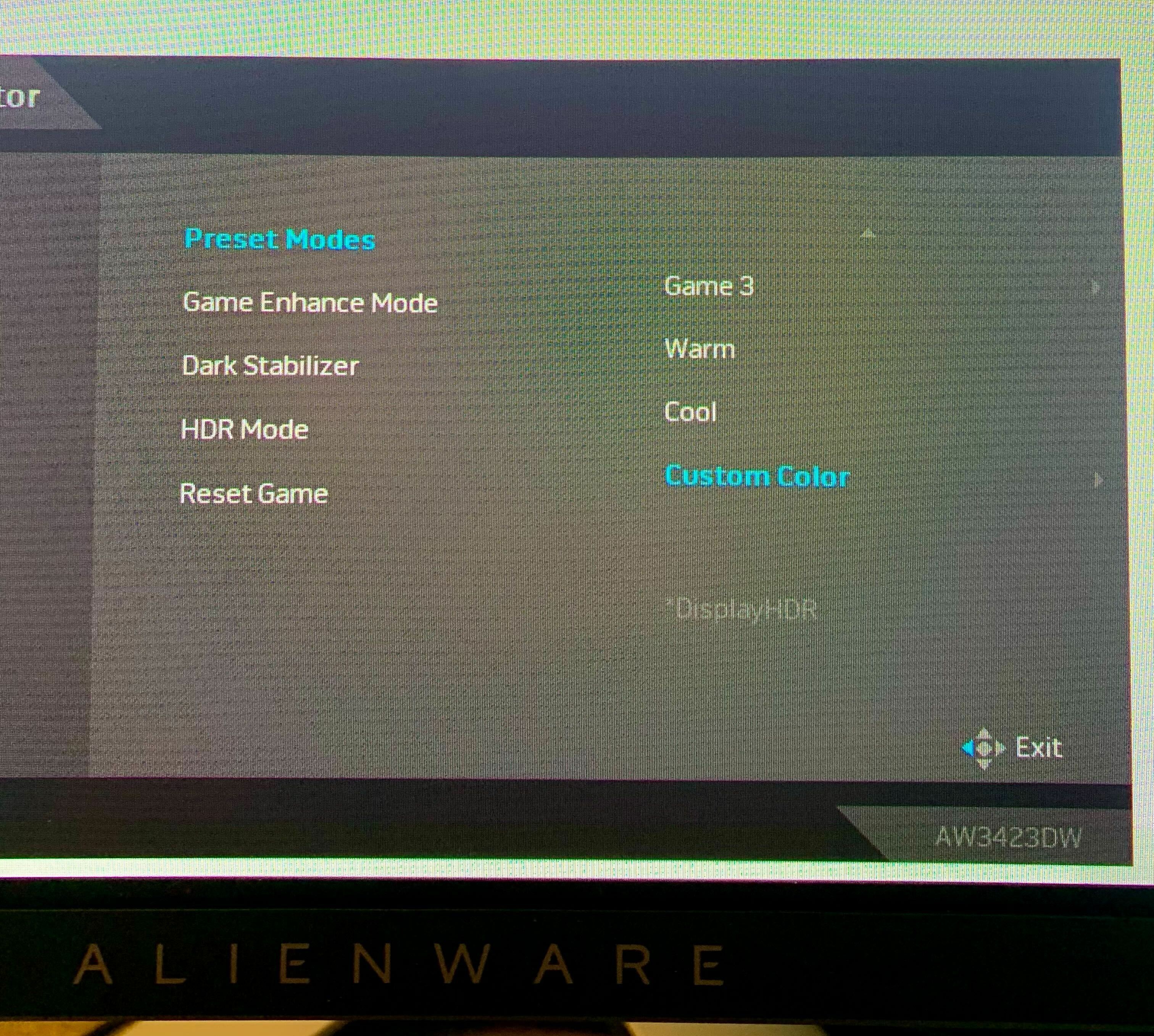 Alienware 34 OLED OSD