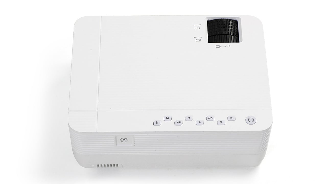 Top and back, showing focus control and control panel buttons of Vankyo Leisure 470 Pro projector