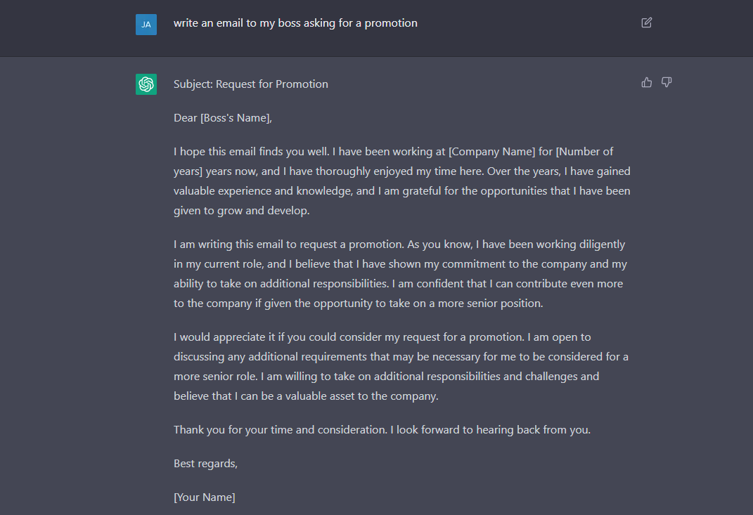 chatgpt written email
