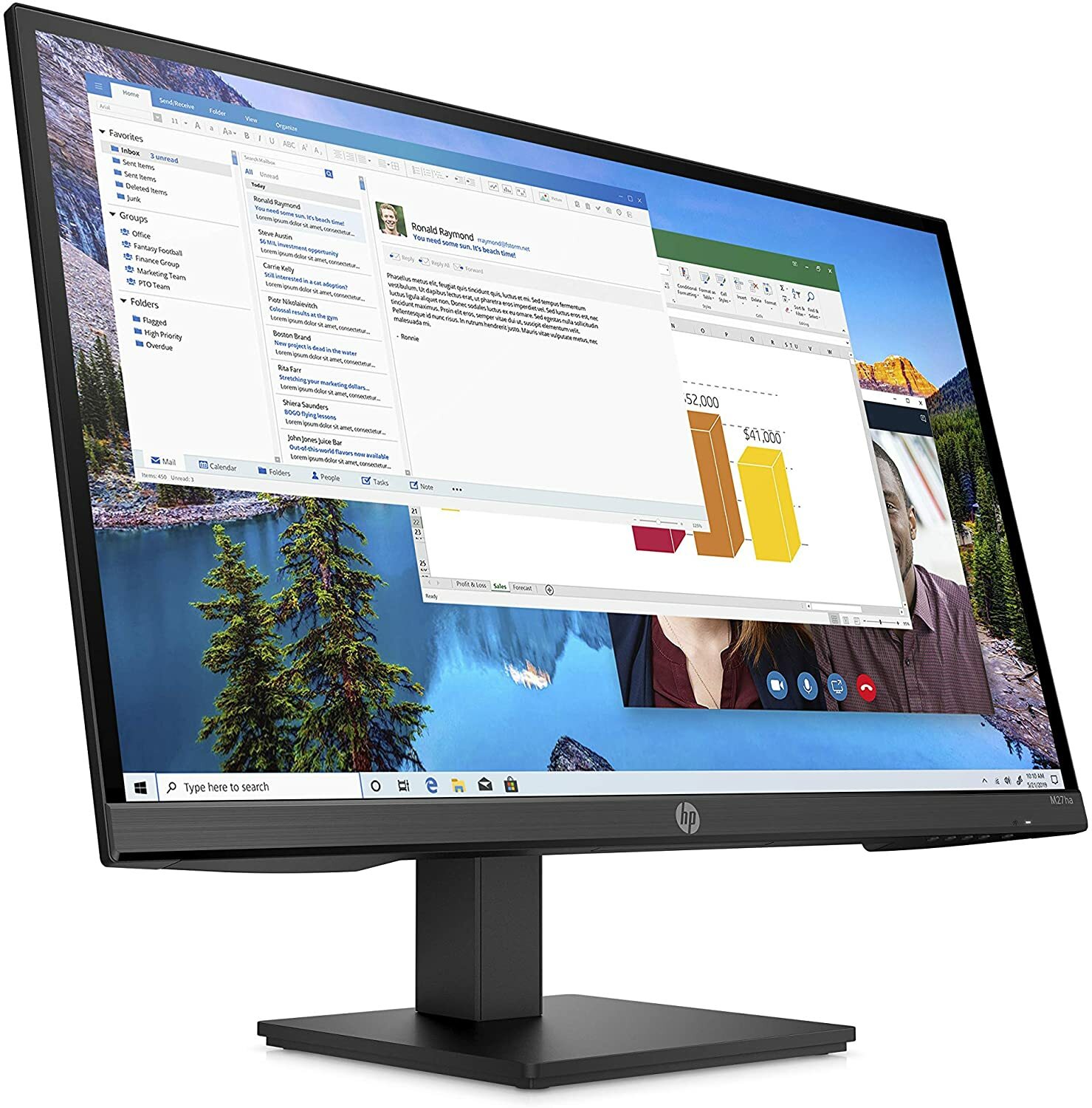 HP M27ha FHD Monitor left angle