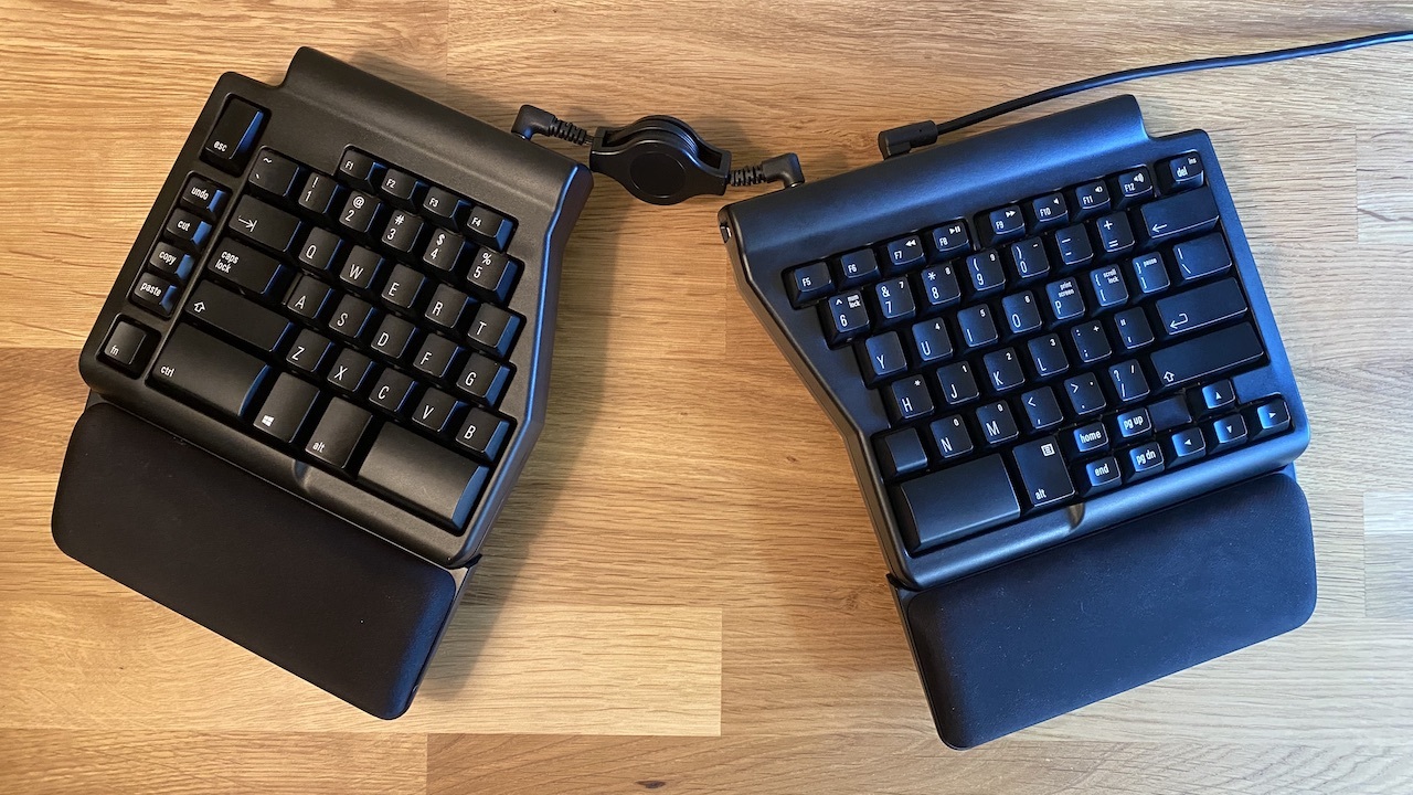 Matias Ergo Pro Ergonomic Keyboard (2020) top down tented