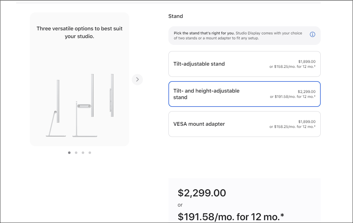 Apple Studio Display pricing stand 