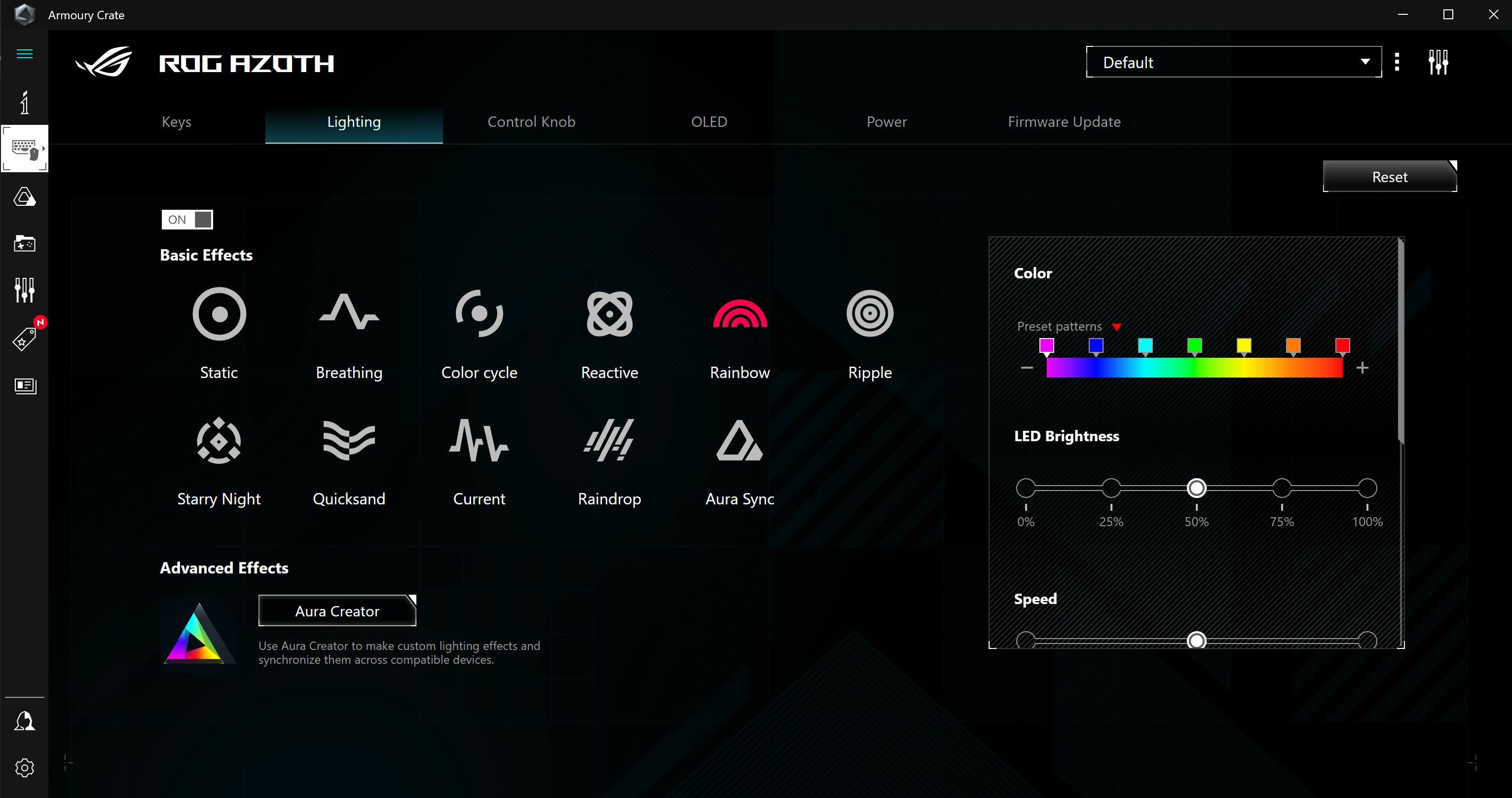 Asus ROG Azoth keyboard software screenshot