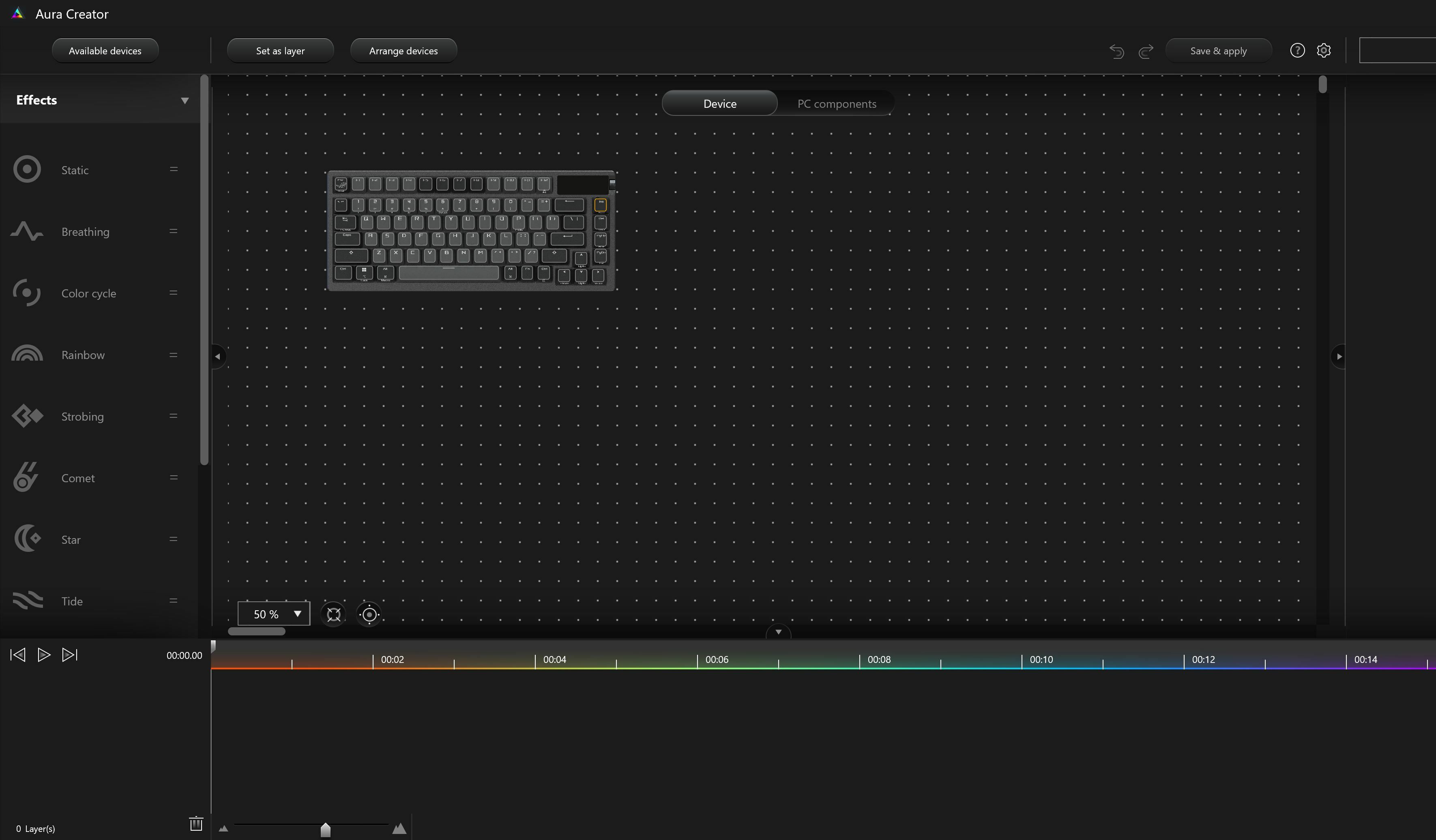 Asus ROG Azoth keyboard software screenshot