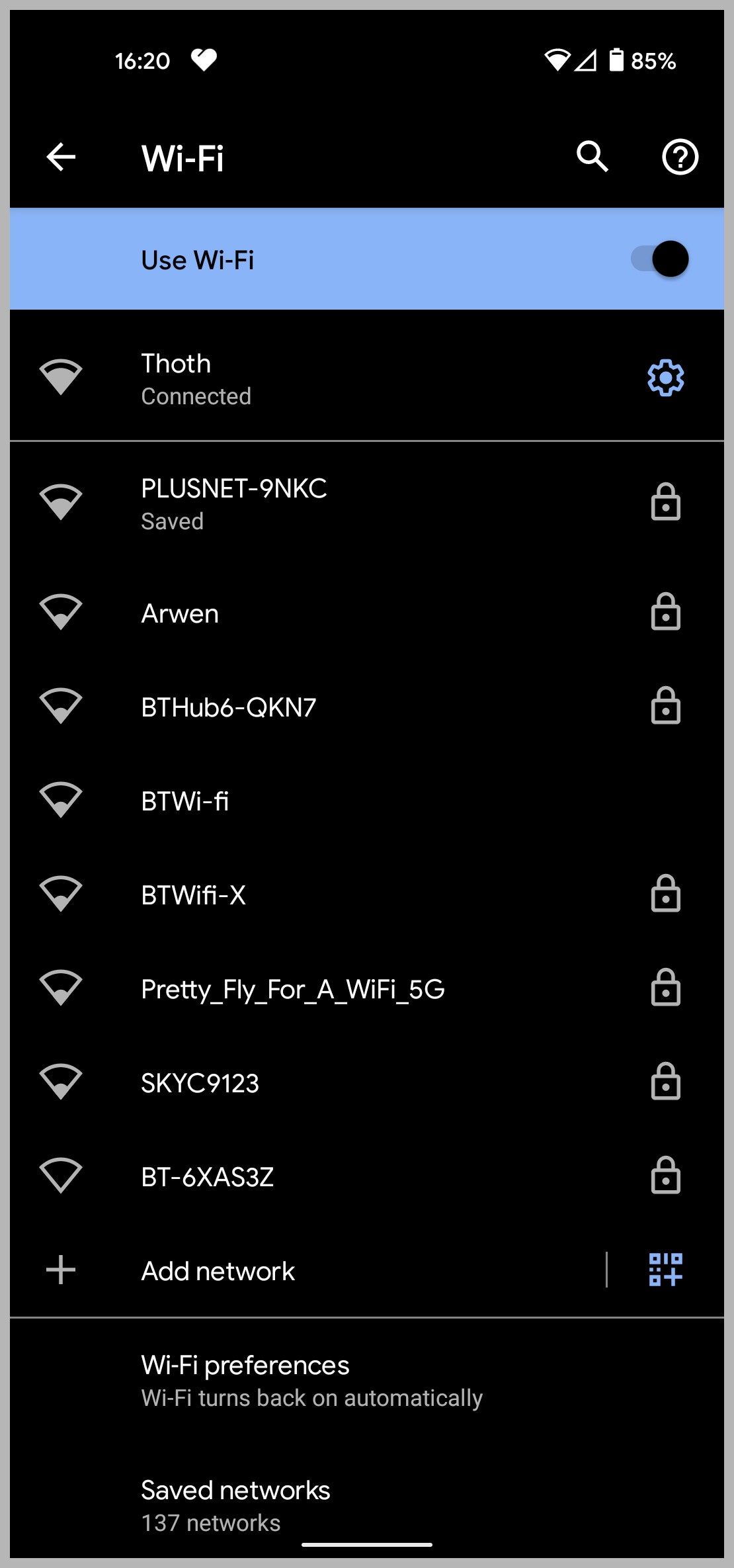 Android settings screenshot